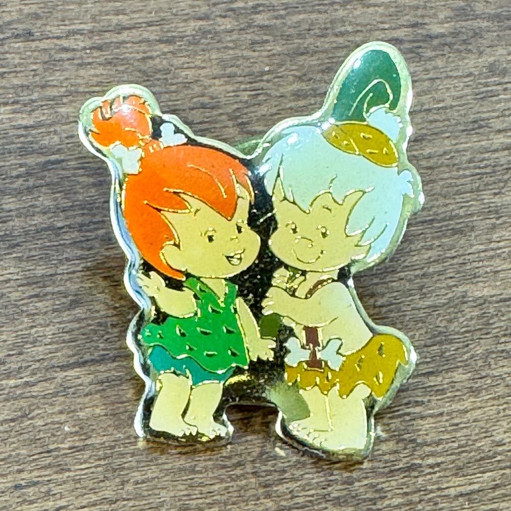 Vintage Flintstones Pebbles and Bam Bam Pin Hanna Barbera 1990 Taiwan
